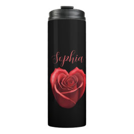 Garrafa Térmica Rosa vermelha em forma de coração-