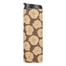 Garrafa Térmica Rosas barrocas em marrom-noz - padrão sem costura.