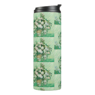 Garrafa Térmica Rosas Brancas de Van Gogh - Arte Floral Mint Vinta