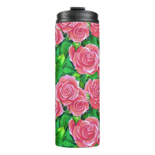 Garrafa Térmica Rosas De Cor De Água Pêssego/Coral Laranja