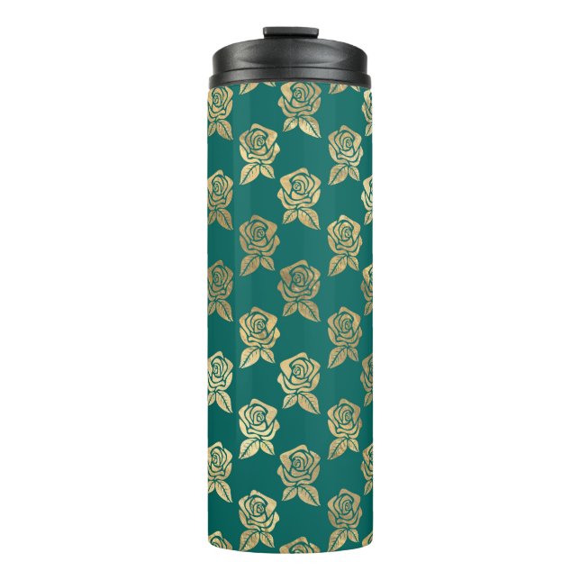 Garrafa Térmica Rosas Dourados e lacrimejantes (Frente)