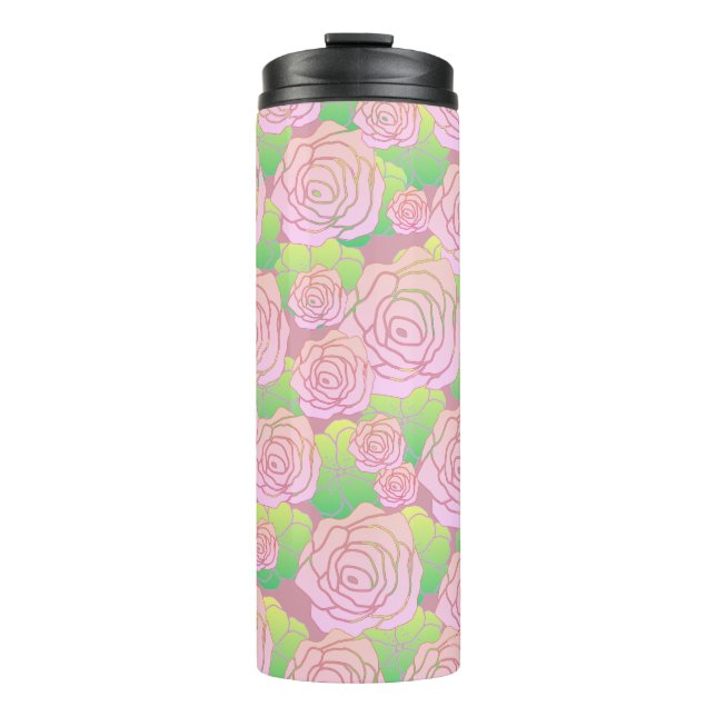 Garrafa Térmica Rosas Rosa Claro (Frente)