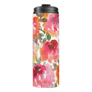 Garrafa Térmica Rosas vermelhas Shabby, padrão perfeito.