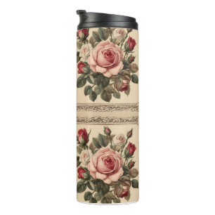 Garrafa Térmica Rosas Vintage Padrões Estilo Vitoriano