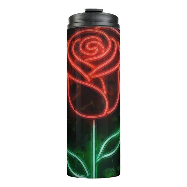 Garrafa Térmica Rose de Hera Doce com Luz Neon Vermelha Brilhante  (Frente)