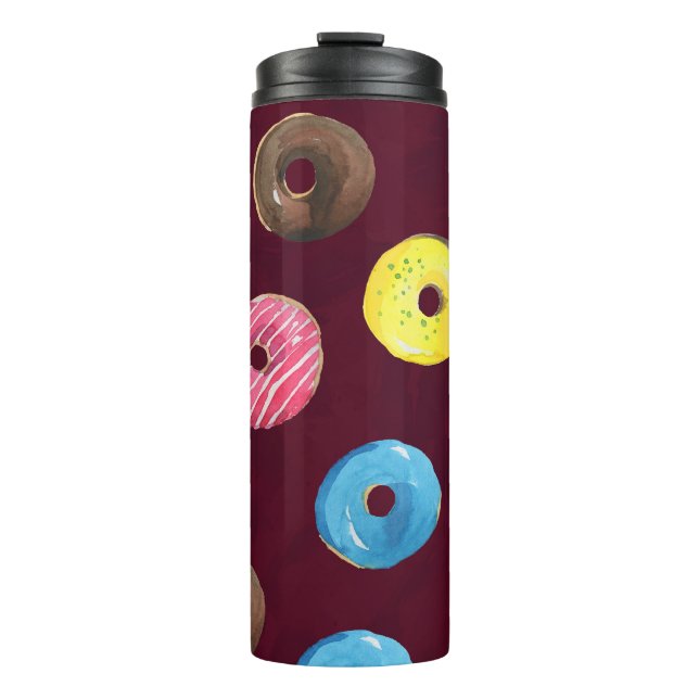 Garrafa Térmica Rosquinhas Ruby: Padrão Sem Costura De Aquarela. (Frente)