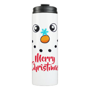 Garrafa Térmica Rosto de Boneco de Neve Festivo Feliz Natal