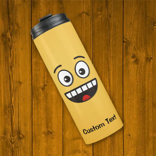 Garrafa Térmica Rosto sorridente com Tumbler térmico para boca abe