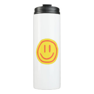 Garrafa Térmica Rosto Sorridente Fofo Design de Emoji Feliz Posi
