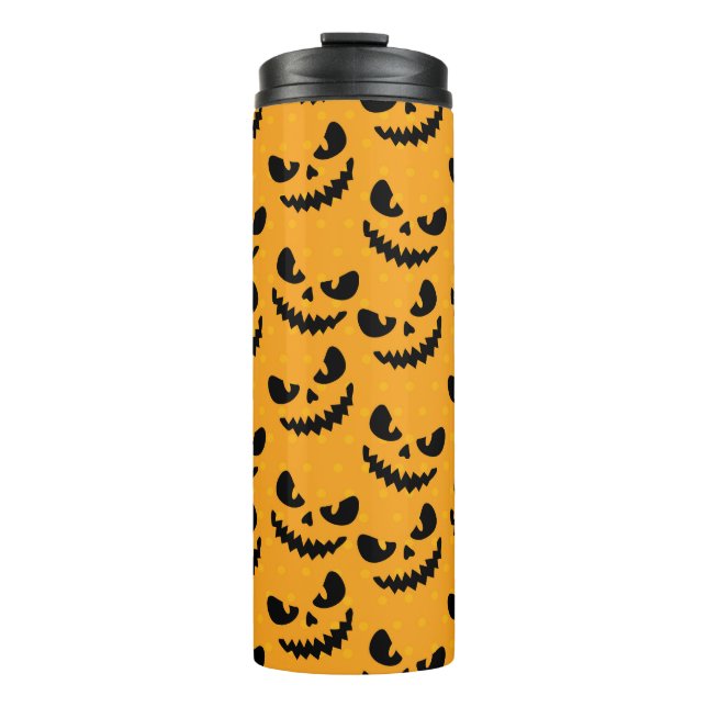 Garrafa Térmica Rostos assustadores, estilo vintage. (Frente)