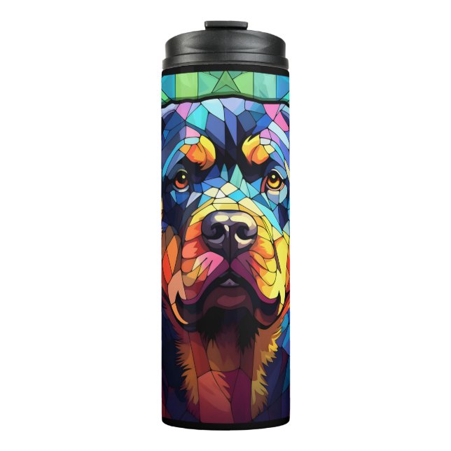 Garrafa Térmica Rottweiler de Vidro Colorido (Frente)