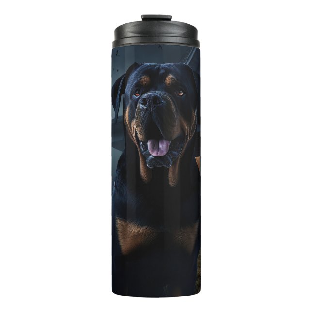 Garrafa Térmica Rottweiler Halloween Assustador (Frente)
