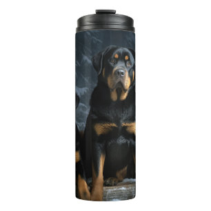 Garrafa Térmica Rottweiler Snowy Sleigh Decência de Natal