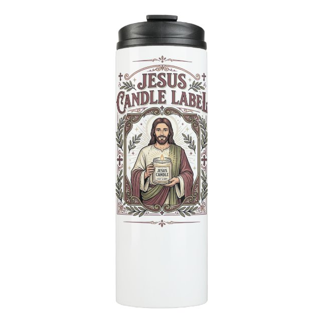 Garrafa Térmica Rótulo de Vela Jesus Vela Jesus Fé Cristã Vi (Frente)
