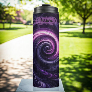 Garrafa Térmica Roxo Escuro Moderno Abstrato Giratório