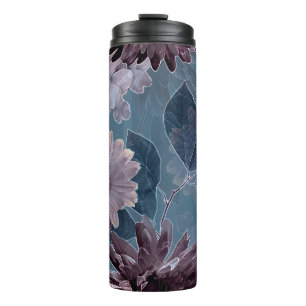 Garrafa Térmica Roxo Monocromático: Floral Aquarela Sem Costura