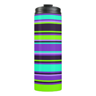 Garrafa Térmica Roxo Negrito, Aqua, & Chartreuse Striped - Tumbler