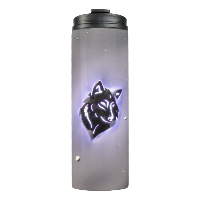 Garrafa Térmica Roxo nevado do design do lobo (Frente)