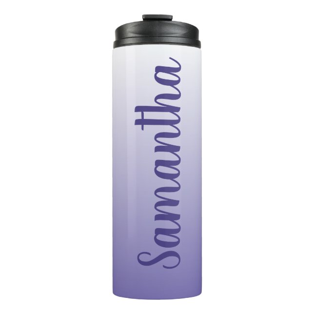 Garrafa Térmica Roxo Pálido e Branco Ombre Personalizado (Frente)