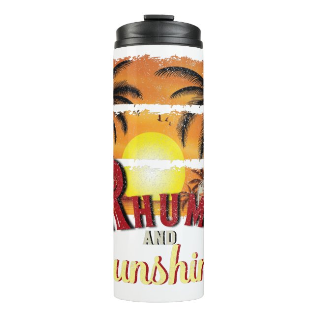 Garrafa Térmica Rum e Sunshine, Palmeiras de Verão Laranja (Frente)