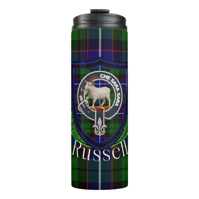 Garrafa Térmica Russell Scottish Clan Tartan & Crest (Frente)