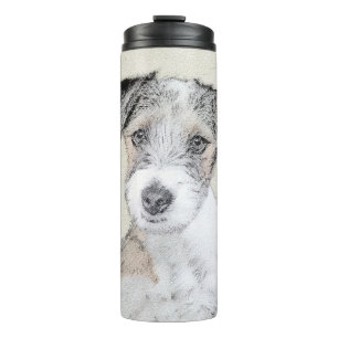 Garrafa Térmica Russell Terrier Rough Painting - Arte Original de