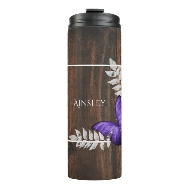Garrafa Térmica Rustic Purple Butterfly Personalized (Frente)