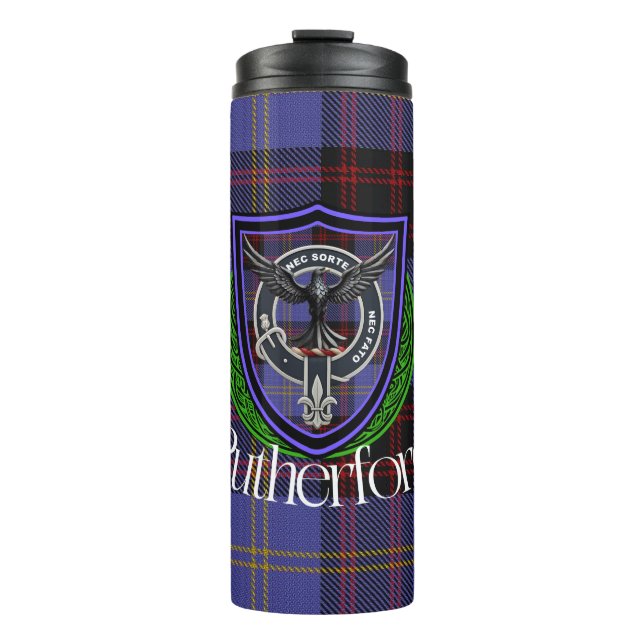 Garrafa Térmica Rutherford Scottish Clan Tartan & Crest (Frente)