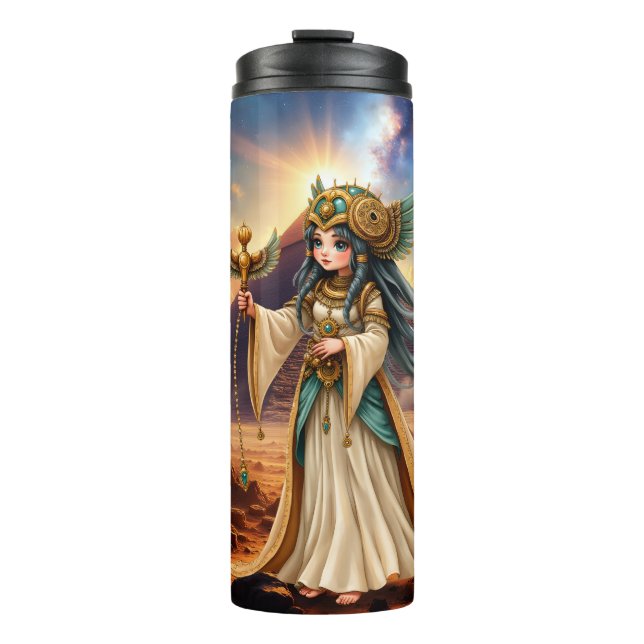 Garrafa Térmica Sacerdotisa Celestial da Pirâmide Dourada. (Frente)
