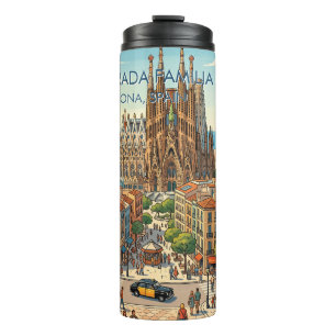 Garrafa Térmica Sagrada Familia Barcelona Espanha Viagem Arte Vint