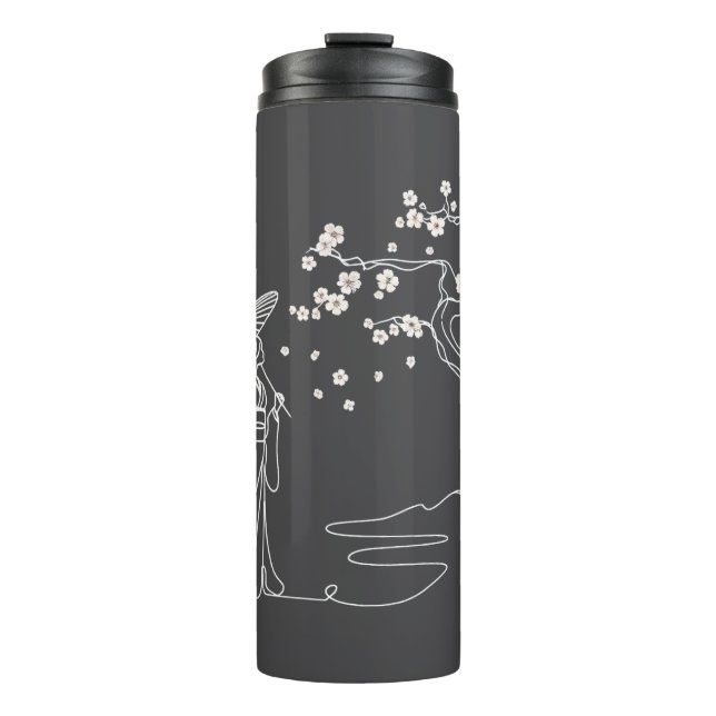 Garrafa Térmica Sakura Serenity: Kimono Mulher Térmica Tumbler (Frente)