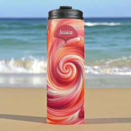 Garrafa Térmica Salmon Pink Modern Abstract Swirling