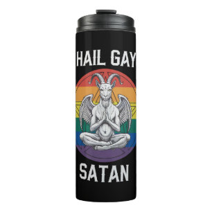 Garrafa Térmica Salve Satanás Gay Cabra Gótico Engraçado LGBTQ