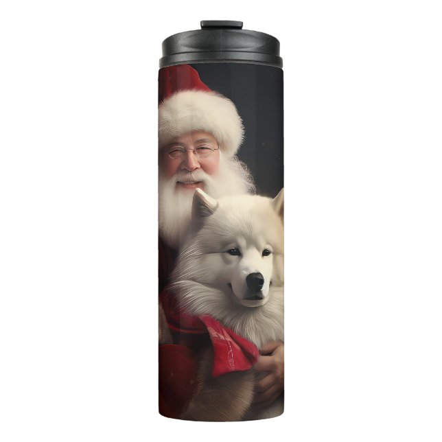 Garrafa Térmica Samoyed Com Papai Noel Natal Festivo (Frente)