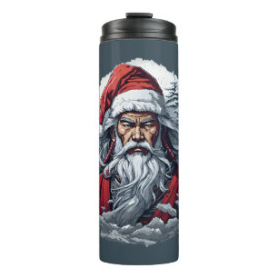 Garrafa Térmica Samurai Papais noeis Warrior Christmas Art Gift