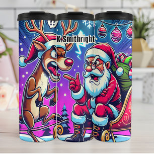 Garrafa Térmica Santa Claus e Rena Irritada