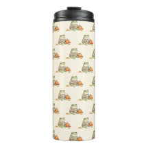 Sapo de outono aconchegante Kawaii Café com especi