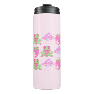 Garrafa Térmica Sapo Kawaii, Cogumelo e Morango