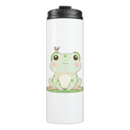Garrafa Térmica Sapo Kawaii com Borboleta Design Fofo da Natureza