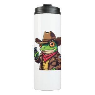 Garrafa Térmica Sapo Ocidental do Cowboy engraçado Kawaii