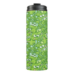 Garrafa Térmica Sapos verdes engraçados complicados em um teste