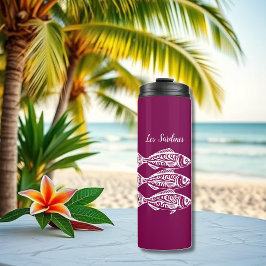 Garrafa Térmica Sardinhas-Pescador Hawaiano Cor-Vinho