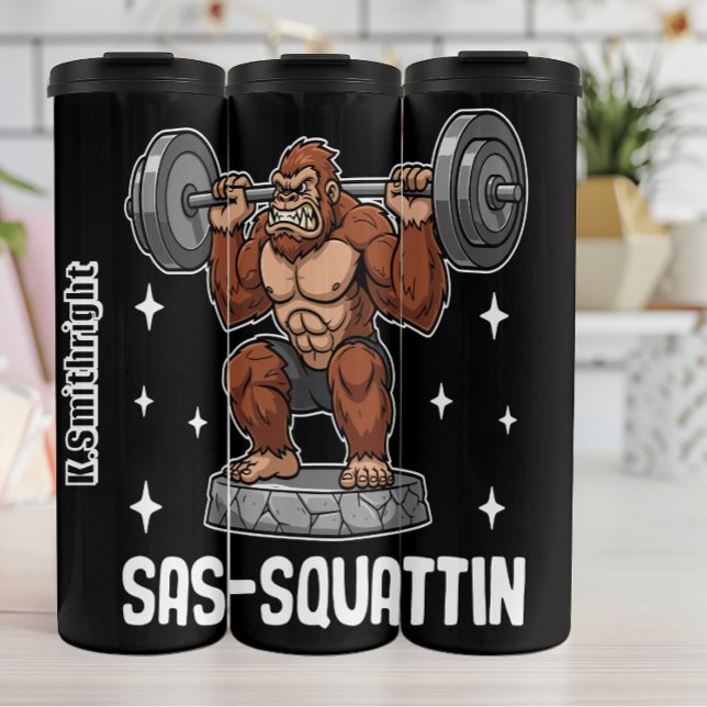 Garrafa Térmica Sasquatch Fazendo um Quadrado Barbell (Criador carregado)