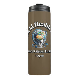 Garrafa Térmica Saúde Global da guarda. Dia Mundial da Saúde.