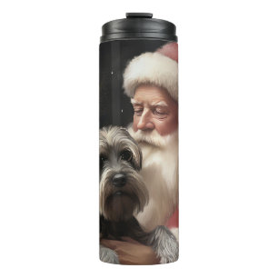 Garrafa Térmica Schnauzer Com Papai Noel Natal Festivo