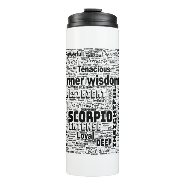 Garrafa Térmica Scorpio Zodiac Word Cloud Inspiração (Frente)