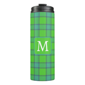 Garrafa Térmica  Scottish green &blue Plaid tartan monogram