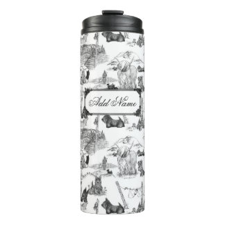 Garrafa Térmica SCOTTISH Terrier Black Toile w/Custom Name