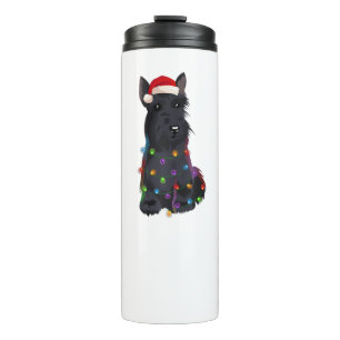 Garrafa Térmica Scottish Terrier Christmas Lights Xmas Dog R