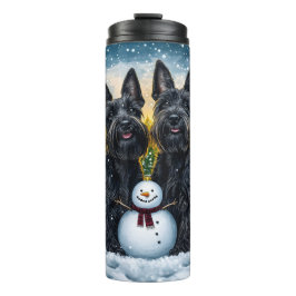 Garrafa Térmica Scottish Terriers and Winter Snowman